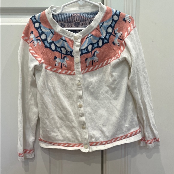 Classic Prep White and Pink Kids Sweater - Picture 1 of 4